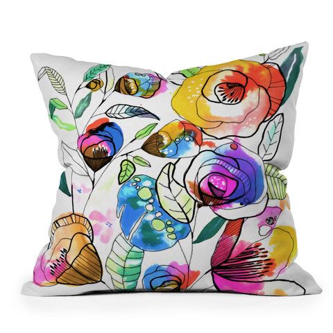 CayenaBlanca Coloured Flowers Outdoor Throw Pillow