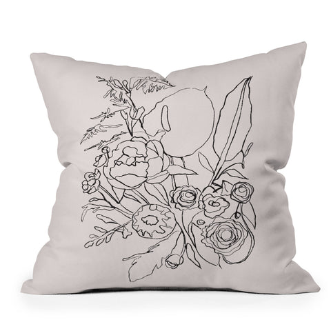 CayenaBlanca Minimal Bouquet Outdoor Throw Pillow