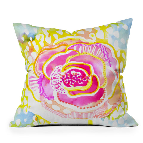 CayenaBlanca Pink Sunflower Outdoor Throw Pillow