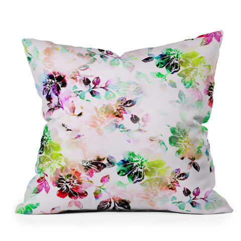 CayenaBlanca Romantic Flowers Outdoor Throw Pillow