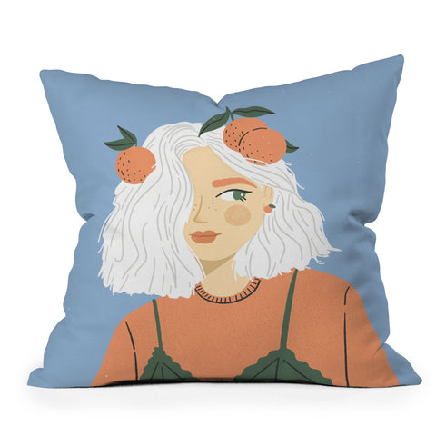 Charly Clements Clementine Girl Outdoor Throw Pillow