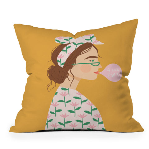 Charly Clements Girl Power I Outdoor Throw Pillow