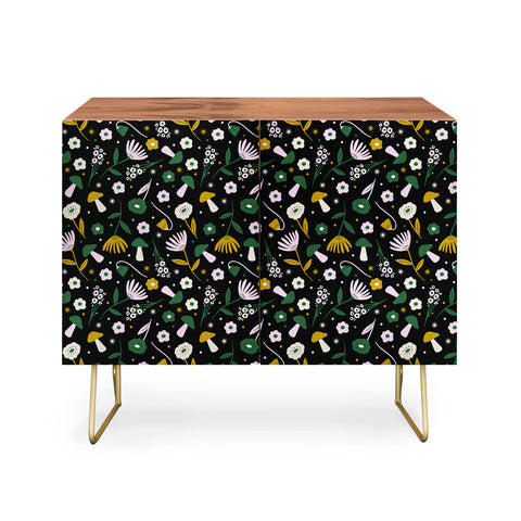 Charly Clements Magic Mushroom Forest Pattern Credenza