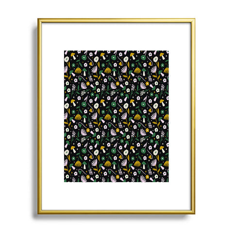 Charly Clements Magic Mushroom Forest Pattern Metal Framed Art Print