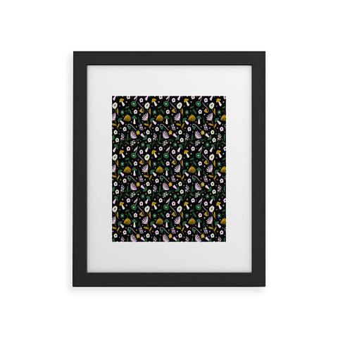 Charly Clements Magic Mushroom Forest Pattern Framed Art Print