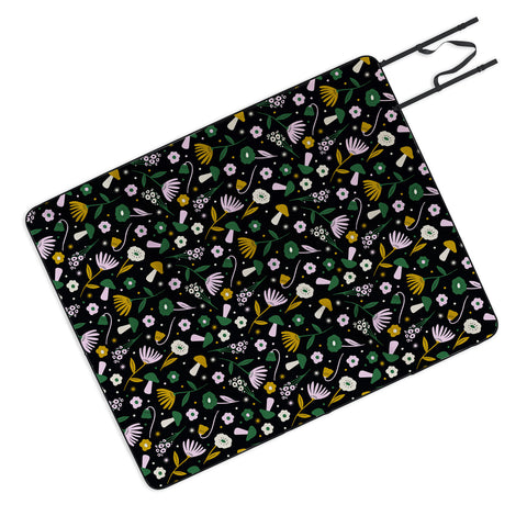 Charly Clements Magic Mushroom Forest Pattern Picnic Blanket