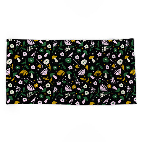 Charly Clements Magic Mushroom Forest Pattern Beach Towel