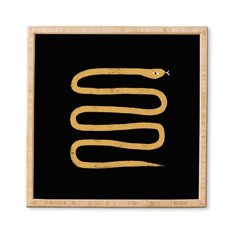 Charly Clements Minimal Snake Black and Gold Framed Wall Art