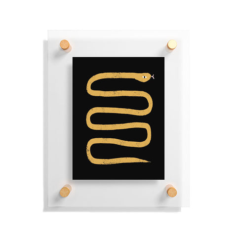 Charly Clements Minimal Snake Black and Gold Floating Acrylic Print