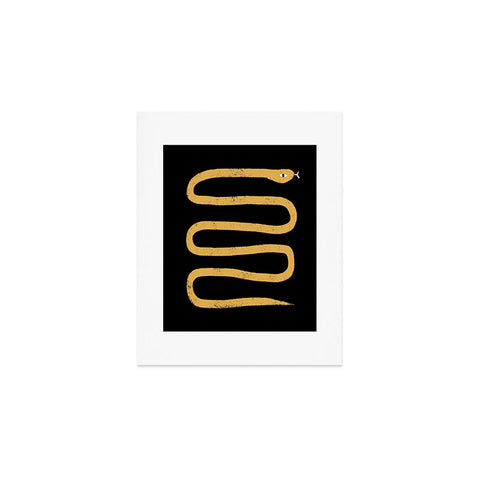 Charly Clements Minimal Snake Black and Gold Art Print