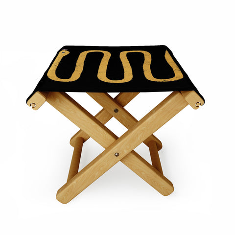 Charly Clements Minimal Snake Black and Gold Folding Stool