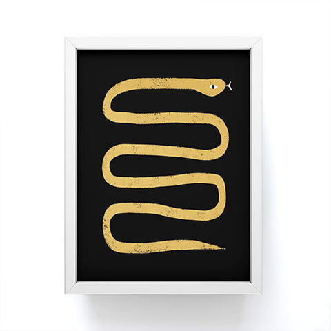 Charly Clements Minimal Snake Black and Gold Framed Mini Art Print