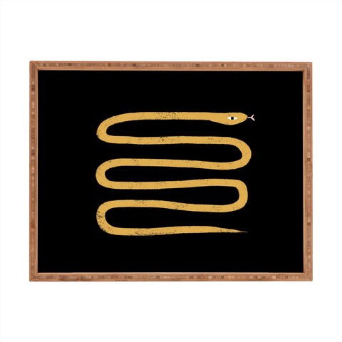 Charly Clements Minimal Snake Black and Gold Rectangular Tray