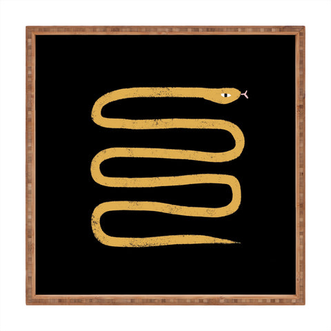 Charly Clements Minimal Snake Black and Gold Square Tray