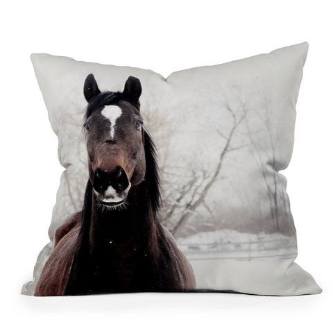 Chelsea Victoria Dark Horse Outdoor Throw Pillow