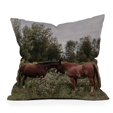 Chelsea Victoria Horses in The Field Outdoor Throw Pillow