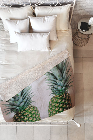 Chelsea Victoria How About Those Pineapples Fleece Throw Blanket