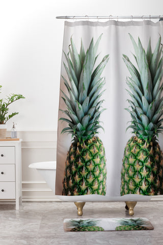 Chelsea Victoria How About Those Pineapples Shower Curtain And Mat