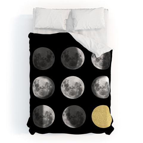 Chelsea Victoria Moon Phases and The Gold Sun Duvet Cover