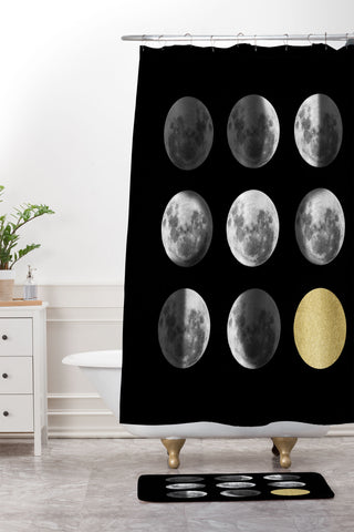 Chelsea Victoria Moon Phases and The Gold Sun Shower Curtain And Mat