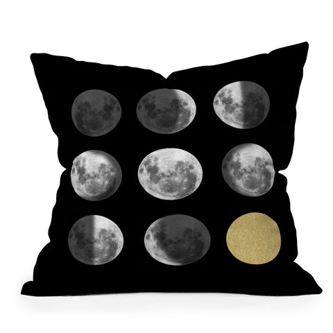 Chelsea Victoria Moon Phases and The Gold Sun Outdoor Throw Pillow