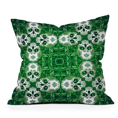 Chobopop Emerald Skull Pattern Outdoor Throw Pillow