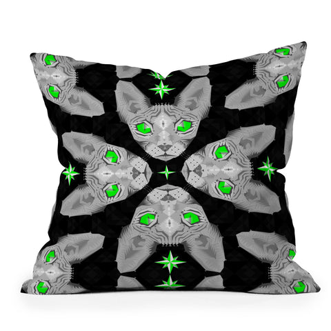 Chobopop Shynx Cat Green Eyes Outdoor Throw Pillow