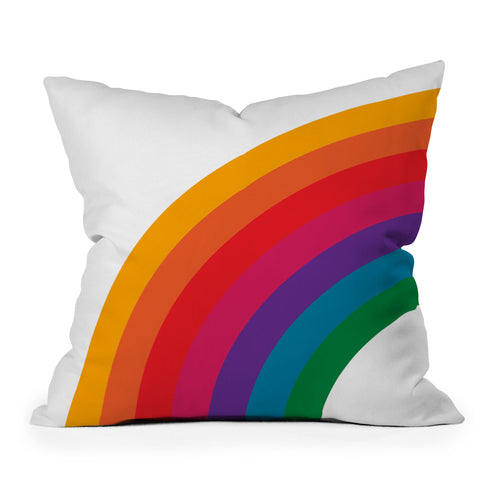 Circa78Designs Retro Bright Rainbow Left Side Outdoor Throw Pillow