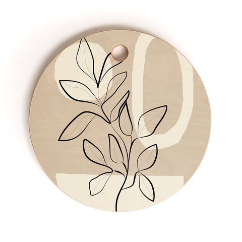 City Art Abstract Minimal Plant 7 Cutting Board Round