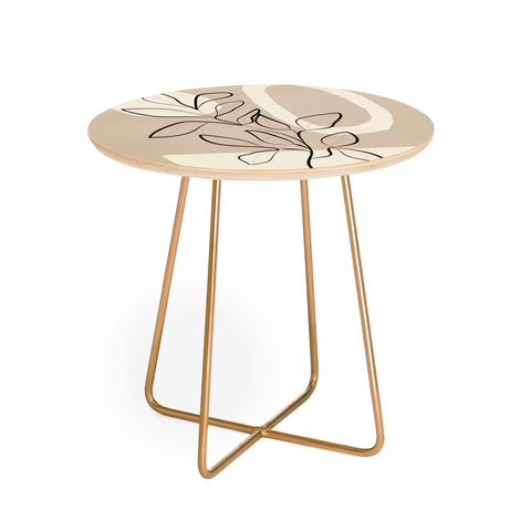 City Art Abstract Minimal Plant 7 Round Side Table