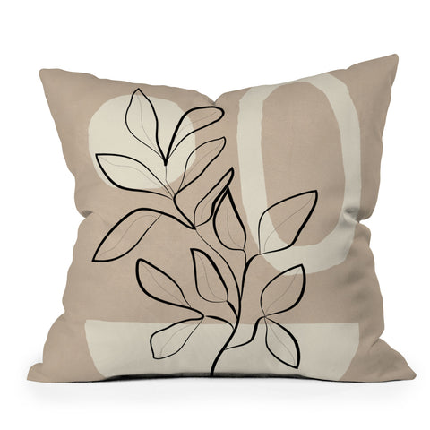 City Art Abstract Minimal Plant 7 Outdoor Throw Pillow