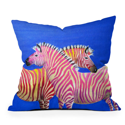 Clara Nilles Diva Zebras On Royal Sapphire Outdoor Throw Pillow