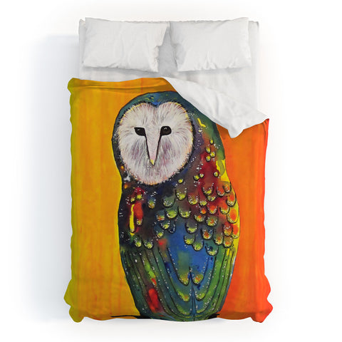 Clara Nilles Glowing Owl On Sunset Duvet Cover