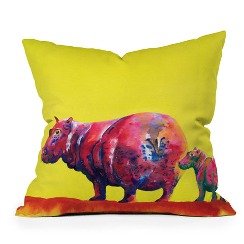 Clara Nilles Habanero Hippopotamus On Lemon Meringue Outdoor Throw Pillow