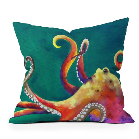 Clara Nilles Mardi Gras Octopus Outdoor Throw Pillow