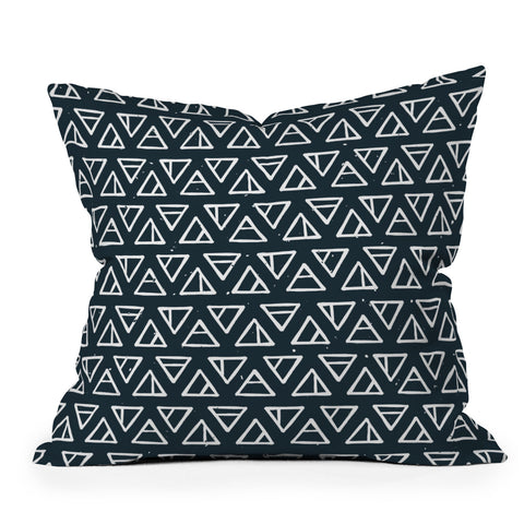 CoastL Studio Alchemical Triangles Navy Outdoor Throw Pillow