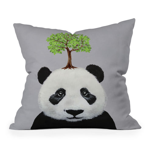 Coco de Paris A Panda with a tree Outdoor Throw Pillow