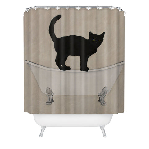 Coco de Paris Black Cat on bathtub Shower Curtain