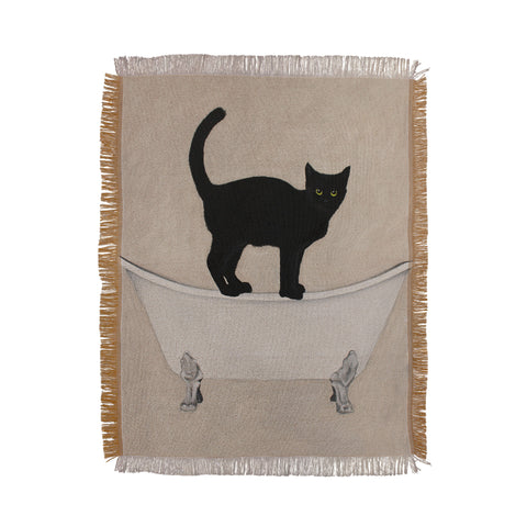 Coco de Paris Black Cat on bathtub Throw Blanket