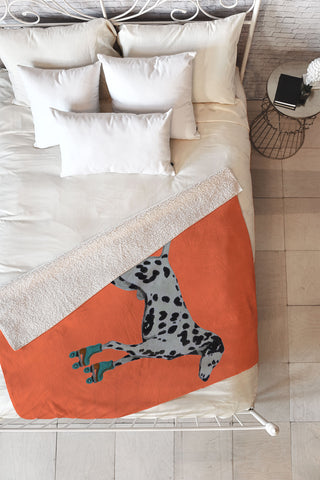 Coco de Paris Dalmatian rollerskater Fleece Throw Blanket