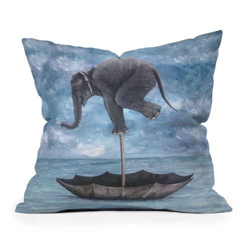 Coco de Paris Elephant in balance Outdoor Throw Pillow