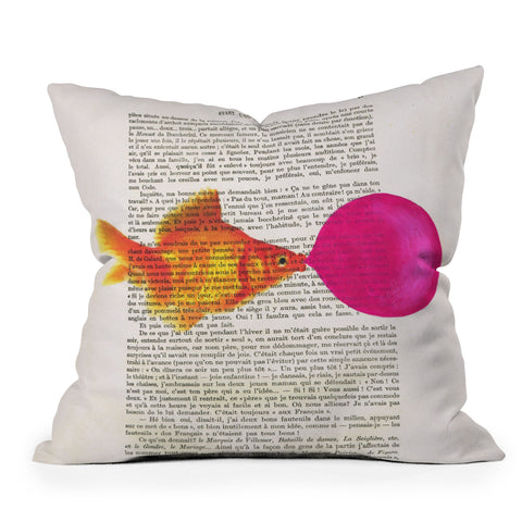 Coco de Paris Goldfish With Bubblegum Outdoor Throw Pillow