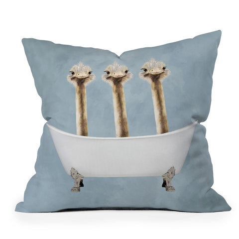Coco de Paris Ostriches in bathtub Outdoor Throw Pillow