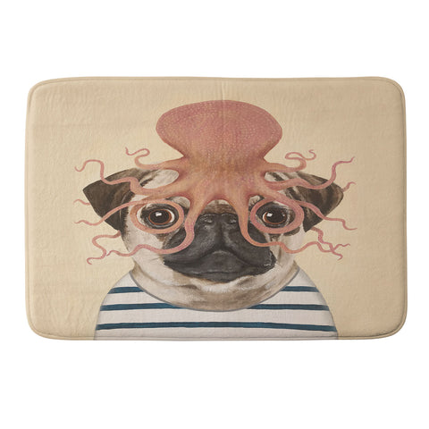 Coco de Paris Pug with octopus Memory Foam Bath Mat