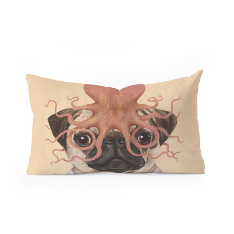 Coco de Paris Pug with octopus Oblong Throw Pillow