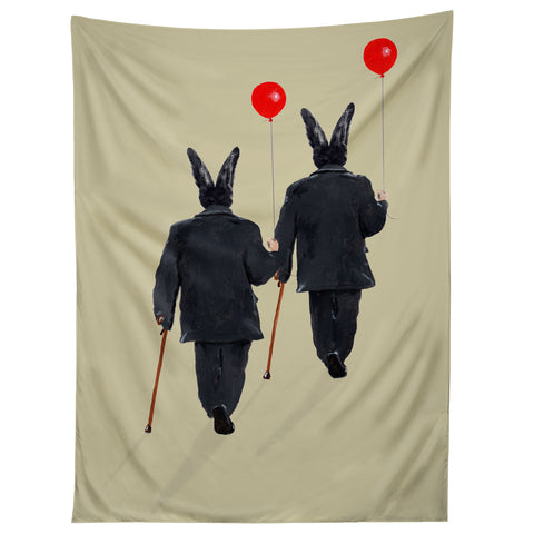 Coco de Paris Rabbits walking with balloons Tapestry