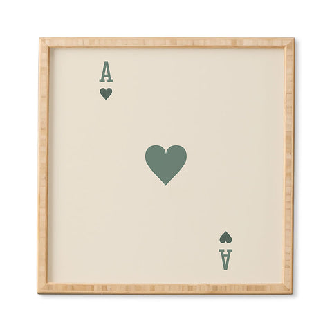 Cocoon Design Ace of Hearts Playing Card Sage Framed Wall Art