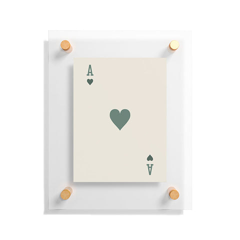 Cocoon Design Ace of Hearts Playing Card Sage Floating Acrylic Print
