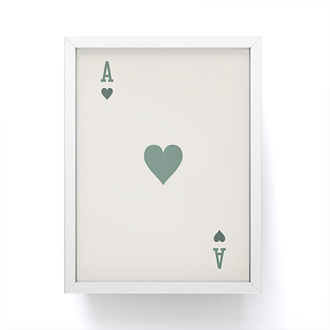 Cocoon Design Ace of Hearts Playing Card Sage Framed Mini Art Print
