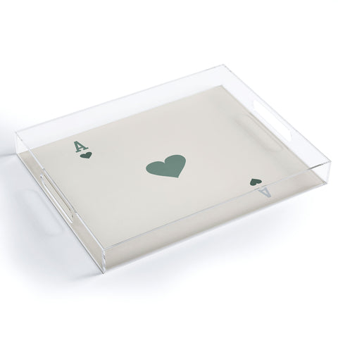 Cocoon Design Ace of Hearts Playing Card Sage Acrylic Tray